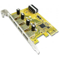 Sunix Usb4300 / Usb4300ns , Pci-Express (1x) - 4 X External Usb3.0 ( 5.0gbps ) , Usb2.0 Backward Compatible - Require Sata Power