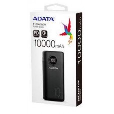 Adata Ap10000qcd-Dgt-Cbk P10000qcd Black Powerbank 10000mah(37wh) , Qualcomm Quick Charge 3.0 , Pd3.0 Fast Charge , Resilient Plastic With Fire-Retardant , 5v/3a Or 9v/2a Input For Fast Charging + Triple Output ( 2x Usb Type-A + 1x Usb3 Type-C ) , For App