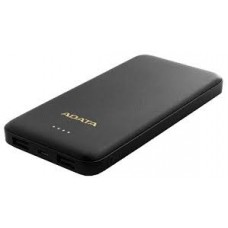 Adata At10000-Usba-Cbk T10000 Black Powerbank - Universal Mobile Device Battery , 15mm Slim With Lithium Polymer Batteries , 10000mah/37w , Resilient Plastic With Fire-Retardant , 5v/2a Input For Fast Charging + 5v / 2a Dual Output , For Apple Idevice +