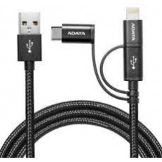 Adata Amcl22in1-100cmk-Cbk Usb2.0 2-In-1 Universable Sync+Charge Cable , Black - Aluminum Housing + Nylon Braided Cable - 100cm - Usb2 Type-A To Microusb + Type-C Adata Amcl22in1-100cmk-Cbk Usb2.0 2-In-1 Universable Sync+Charge Cable , Black - Aluminum Housing + Nylon Braided Cable - 100cm - Usb2 Type-A To Microusb + Type-C