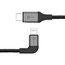 J5 Create Jalc15 Black Sync+Charge Cable , Right-Angled Design - Type-C/Thunderbolt To Lightning 8pins - Aluminum Housing + Pet Tough Braided Wire Cable - Apple Mfi Certified - 120cm J5 Create Jalc15 Black Sync+Charge Cable , Right-Angled Design - Type-C/Thunderbolt To Lightning 8pins - Aluminum Housing + Pet Tough Braided Wire Cable - Apple Mfi Certified - 120cm