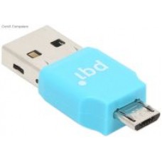 Pqi Rf01-0011r014j Connect 203 Blue - Microreader For Microsdhc/Sdxc Flash Drive Type With Usb+Microusb Dual Interface - 33x14.7x8.3mm Ultra-Compact
