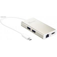 J5 Create Jca374 Minidocking - Usb3.0 Type-C ( Gen1/5gbps ) Universal Docking Station With 4k Hdmi+ Gigabit Lan+ 2x Usb3 - 4k Hdmi ( Upto 3840x2160@30hz Or 1920x1080@60hz ) ; For Windows Or Mac 51x15x97mm + 100mm Cable Aluminum Housing