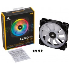 Corsair Co-9050071-Ww Ll120 Rgb Black Frame - With 16x Rgb Leds In 2 Separate Light Loops ; 120x120x25mm Advanced Hydraulic Bearing 9 Blades Pwm Fans Rubber Corners For Noise Reduction 600-1500rpm 24.8dba 43.25cfm 1.61 Mm/H2o Static Pressure