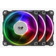 Inwin Am120s-3pk Mecury Black Argb X3 Kit + Controller - 20mm Slim - 120x120x20mm 9x Black Sickle Blades Pwm Fans Shockproof Rubber Corners For Noise Reduction 400-2000rpm 17-29dba 61cfm 2.72 Mm/H2o Static Pressure