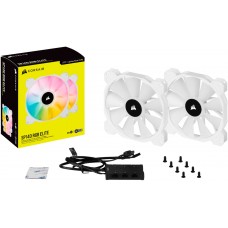 Corsair Co-9050160-Ww Af140 Elite Rgb Dual X2 Kit White + Controller ( Lighting Node Core ) - With 8x Rgb Leds 140x140x25mm Fluid Dynamic Bearing 7 Blades Pwm Fans With Airguide 500-1700rpm 5-33.8dba 19.5-89cfm 0.16-2mm/H2o Static Pressure