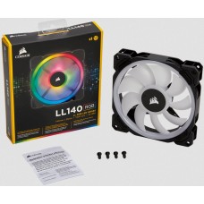 Corsair Co-9050073-Ww Ll140 Rgb - With 16x Rgb Leds In 2 Separate Light Loops ; 140x140x25mm Advanced Hydraulic Bearing 9 Blades Pwm Fans Rubber Corners For Noise Reduction 600-1300rpm 25dba 51.5cfm 1.52 Mm/H2o Static Pressure