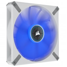 Corsair Co-9050131-Ww Ml140 Elite White With 8x Blue Leds 140x140x25mm Premium Magnetic Levitation Bearing 7 Blades Pwm Fans With Airguide 400-1600rpm 10-32dba 15-83cfm 0.3-2mm/H2o Static Pressure