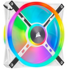 Corsair Co-9050105-Ww Ql140 Rgb White Frame - With 34x Rgb Leds In 2+2 ( Double Sided ) Separate Light Loops ; 140x140x25mm Advanced Hydraulic Bearing 9 Blades Pwm Fans Rubber Corners For Noise Reduction 600-1250rpm 26dba 50.2cfm 1.4 Mm/H2o Static