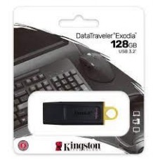 Kingston Dtx/128gb Exodia 128gb Flash Drive Black + Yellow Loop Attach To Key Rings - Type-A Usb3 Gen1 ( Usb2.0 Backwards Compatible ) 67.3x21x10.1mm Support Linux Mac Os - 5 Years Warranty