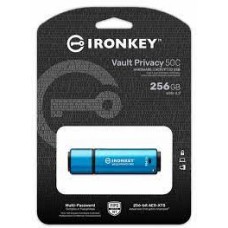 Kingston Ikvp50/256gb Ironkey Vault Privacy 50 Series Usb3 Type-A Flash Drive Fips 197 Certified & Xts-Aes 256-Bit Hardware Encryption Multi-Password Option (Admin User And One-Time Recovery) Locally Managed For Small And Medium Businesses Rugged