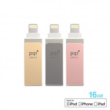 Pqi 6i04-128gr1001 Iconnect Mini 128gb Silver - Usb3.0 + Apple Certified Mfi Lightning Dual-Connectors Flash Drive For Ios/Mac/Pc ; 45x13x8mm Cob3.0 Capless Swivel Design With 1-Touch Backup + Fingerprint Security Via Ios With Mobile Strap + Strape Ho