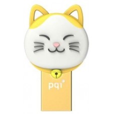 Pqi 604v-016gr3001 Connect303 ( Lucky Cat ) 16gb Gold - Usb3.0 / Microusb Dual-Connectors Flash Drive Strap With 3.5mm Audio Jack Dust Cover Design Cob ( Chip-On-Board ) Design 26x42x13mm - Limited Lifetime Warranty
