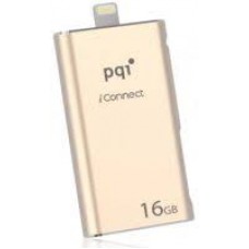 Pqi 6i04-016gr2001 Iconnect Mini 16gb Gold - Usb3.0 + Apple Certified Mfi Lightning Dual-Connectors Flash Drive For Ios/Mac/Pc ; 45x13x8mm Cob3.0 Capless Swivel Design With 1-Touch Backup + Fingerprint Security Via Ios With Mobile Strap + Strape Hole