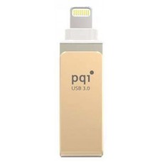 Pqi 6i04-064gr2001 Iconnect Mini 64gb Gold - Usb3.0 + Apple Certified Mfi Lightning Dual-Connectors Flash Drive For Ios/Mac/Pc ; 45x13x8mm Cob3.0 Capless Swivel Design With 1-Touch Backup + Fingerprint Security Via Ios With Mobile Strap + Strape Hole