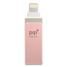Pqi 6i04-064gr4001 Iconnect Mini 64gb Rose Gold - Usb3.0 + Apple Certified Mfi Lightning Dual-Connectors Flash Drive For Ios/Mac/Pc ; 45x13x8mm Cob3.0 Capless Swivel Design With 1-Touch Backup + Fingerprint Security Via Ios With Mobile Strap + Strape