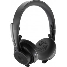 Logitech 981-000914 Zone Wireless Stereo Headset With Flexible Microphone Boom With Stainless Steel Headband + Silicone Head Cushion Digital Signal Processing With Ncat Volume + Mute + Call Buttons On Earpiece 40mm Drivers With Carry Bag - Charging V