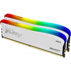 Kingston Rgb Fury Beast Special Edition Kf432c16bwak2/16 Ddr4-3200 ( Pc4-25600) With Asymmetrical White Heatsink Cl16 8gb X 2 Kit - Optimized For Amd Ryzen + Intel Xmp 1.35 - 288pin - Lifetime Warranty