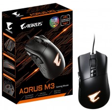 Gigabyte Aorus M3 Optical Gaming Mouse - Black With Customizable Rgb (16.8m Color) On Logo 100g Lightweight Palm / Claw / Fingertip Grip 20 Million Clicks Omron Switch 6 Pogramable Buttons Pixart Pmw3988 50-6400dpi 200ips ( Inch Per Sec ) 50g Acce