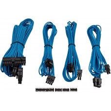 Corsair Cp-8920147 Blue Premium Individually Sleeved Flexible Paracorded Modular Cable Starter Kit With 4x Cable Combs - Include 1x 610mm Atx ( 20+4pin) + 1x 750mm Eps12v(4+4pin) + 2x 650mm Pci-E 8(6+2) Pin With Carry Bag - For Rmx Series ; Rmi Series S