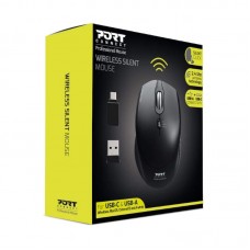 Port Connect Silent 1600dpi 3 Button Wireless Mouse - Black