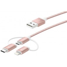 J5 Create Jmlc10 / Jmlc11 Rose Gold 3-In-1 Universable productimagesc+Charge Cable - Aluminum Housing + Nylon Braided Cable - Apple Mfi Certified - 100cm - Usb3.0 To Microusb + Lightning 8pins + Type-C J5 Create Jmlc10 / Jmlc11 Rose Gold 3-In-1 Universable productimagesc+Charge Cable - Aluminum Housing + Nylon Braided Cable - Apple Mfi Certified - 100cm - Usb3.0 To Microusb + Lightning 8pins + Type-C