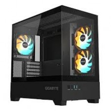 Gigabyte C201 Panoramic Black Mid Tower Pc Case with Tempered Glass Side Panel (No Psu)