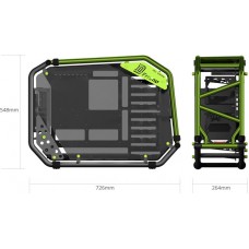 InWin Ca03 D-Frame 2.0 2.0 Black+Green - Open Frame Chassis With Gold Plated Steel Tubing + 2x Sided Tempered Glass with 1065w psu