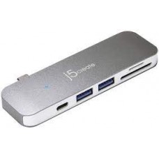 J5 Create Jcd388 6-In-1 Ultradrive Minidock - Usb3.0 Type-C ( Gen1/5gbps ) Universal Docking Station - 1x Type-C + 2x Usb3 Type-A + Dual Card Readers ( Sdxc + Microsdxc ) ; For Windows Or Mac 32x11x107mm Aluminum Housing
