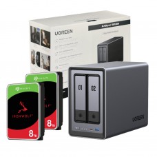 Ugreen  Dxp2800 2 Bay Nas With Seagate Ironwolf Nas 16tb Sata Hard Drive Bundle (2x 8tb)