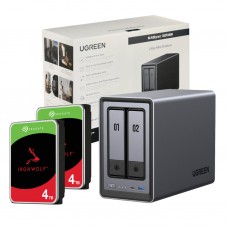 Ugreen  Dxp2800 2 Bay Nas With Seagate Ironwolf Nas 8tb Sata Hard Drive Bundle (2x 4tb)