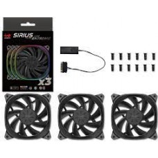 Inwin Ase120 Sirius Extreme Black Argb X3 Kit + Controller - Dual-Looped Rings Of Rgb Lighting - 120x120x25mm 9x Black Sickle Blades Pwm Fans Shockproof Rubber Corners For Noise Reduction 400-1500rpm 21-25dba 54 Cfm 1.55 Mm/H2o Static Pressure
