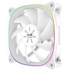 Inwin Ase120p Sirius Extreme White (Pure) Argb - Dual-Looped Rings Of Rgb Lighting - 120x120x25mm 9x Black Sickle Blades Pwm Fans Shockproof Rubber Corners For Noise Reduction 400-1500rpm 21-25dba 54 Cfm 1.55 Mm/H2o Static Pressure