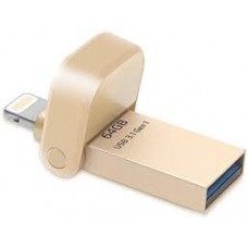 Adata I-Memory Flash Drive Ai920-64g-Cgd 64gb Gold - Usb3 + Apple Certified Mfi Lightning Dual-Connectors Flash Drive For Ios/Mac/Pc Cob Design With Mini-Size ( 37.8x16.9x6.9mm ) Dust And Water Resistant Support Ultra Hd 4k Video Playback + Apple Airp
