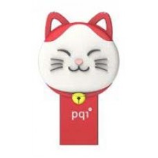 Pqi 604v-016gr2001 Connect303 ( Lucky Cat ) 16gb Red - Usb3.0 / Microusb Dual-Connectors Flash Drive Strap With 3.5mm Audio Jack Dust Cover Design Cob ( Chip-On-Board ) Design 26x42x13mm - Limited Lifetime Warranty