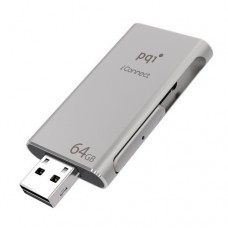 Pqi 6i01-016gr1001 Iconnect 16gb Silver - Usb3.0 + Apple Certified Mfi Lightning Dual-Connectors Flash Drive For Ios/Mac/Pc ; 54x31x8mm Read/Write : 30.2/15.5 Mb/Sec With Backup Software - 2 Years Warranty