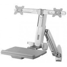 Aavara Wsf742 Workstation Freestyle For 2x Lcd + 1x Keyboard/Mouse Tray - With 2 Arms / 3 Joints - Wall Mount - Display: 30 ( 0~30 ) Tilt Angle Adjustable +/-90 Swivel Angle Adjustable 360 Rotation Pivot For Landscape Or Portrait 124mm Height Adjustab