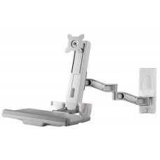 Aavara Wsr210 Workstation For 1x Lcd + 1x Keyboard/Mouse Tray - With 2 Arms / 3 Joints - Wall Mount - Display: 40 ( -5~35 ) Tilt Angle Adjustable +/-90 Swivel Angle Adjustable 360 Rotation Pivot For Landscape Or Portrait 124mm Height Adjustable ; Kb Tr