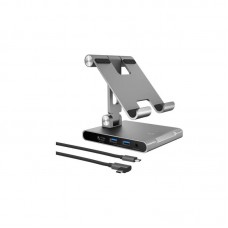 J5create Jts224 Multi-Angle Mobile Stand With Mini Dock Upto 1.5kg Mobile Device - Aluminum Construction Adjustable Angle And Height Foldable Design With Type-C Mini Dock ( 2x Type-A + 1x Type-C With 100w Pd + 4k Hdmi + 3.5mm Audio/Mic + Microsdxc Car
