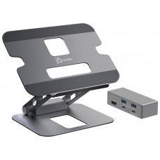 J5create Jts327 Multi-Angle Mobile Stand With Mini Dock Upto 4kg 16" Notebook - Aluminum Construction Adjustable Angle And Height Foldable Design With Magnetic Attached Type-C Mini Dock ( 2x Type-A + 1x Type-C With 100w Pd + 4k Hdmi )
