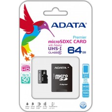 Adata Premier 85/A1 Ausdx64guicl10 85-Ra1 / Ausdx64guicl10a1-Ra1 64gb Microsdxc ( 15x11x1mm ) With Sdxc Adapter Not Compatible With Sdhc Only Camera/Reader - Uhs-I A1 Read/Write : 85/25mb/Sec Mininum Iops Read/Write : 1500/500 - Lifetime Warranty Reta