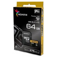 Adata Premier One Ausdx64guii3cl10-Ca1 64gb Microsdxc ( 15x11x1mm ) With Sdxc Adapter - Uhs-Ii U3 ( 16pin Dual Channel Compatiable With Old Uhs-I Device/Reader ) Not Compatible With Sdhc Only Device/Reader With Sdmi Read/Write : 275/155mb/Sec - Lifet