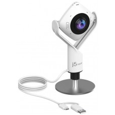J5 Jvcu360 Hd Webcam - All Around 360 Rotation With Height Adjustable Stand 6x Display Modes 2 Buttons + Touch Controls To For Host/Participants Selection Tripod Mountable Streaming And Recording Optimized Built-In Hd Microphones - Support Full Hd 1080p