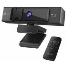J5 Jvcu435 4k Hd Webcam - With Eptz (Electronic Pan Tilt And 5x Zoom) + Remote Control 360 Rotation F/1.6 Aperture With Low Light Enhancement Streaming And Recording Optimized Integrated Background Replacement Built-In Privacy Lens Cover + High-Fideility