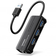 Ugreen Usb Type-A Male To Ethernet Adapter With 3-Port Usb Hub – Black Ugreen Usb Type-A Male To Ethernet Adapter With 3-Port Usb Hub – Black