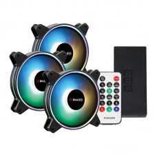 Pcbuilder Tempest Chill Fan Kit 3x120mm Dual Glow Argb Fan + Controller + Rf Remote