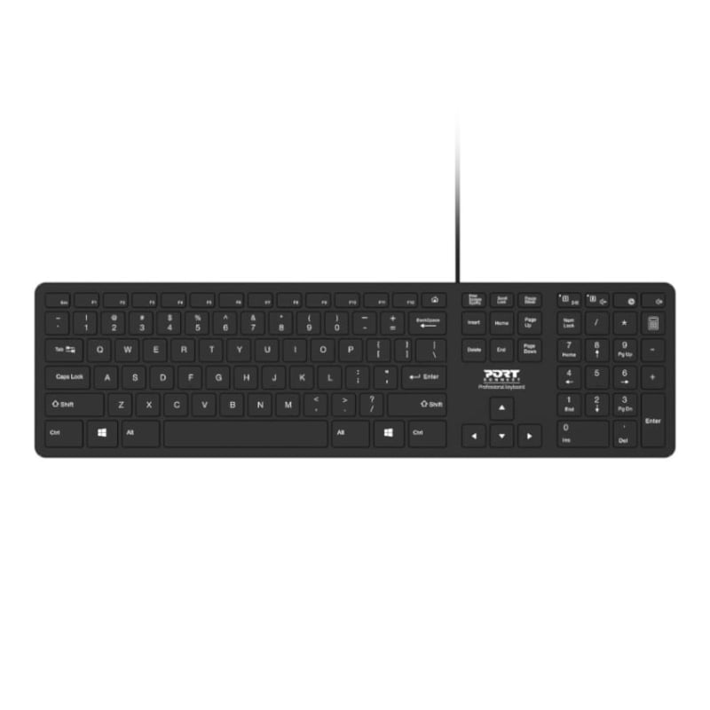 Port Office Executive Low Profile 109key Wired Keyboard – Black