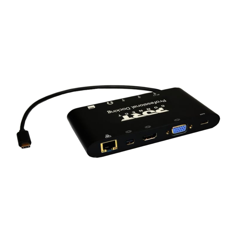 Port USB Type-C 3 x USB3.0|1 x Aux|12 x Micro+SD Card Reader|1 x Mini DP|1 x RJ45|1 x HDMI|1 x VGA|1 x Type-C PD Dock – Black