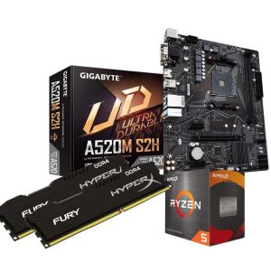 Amd Ryzen 5 5600 upgrade kit, 16gb Ddr4 3200mhz ram with Gigabyte A520 series motherboard.