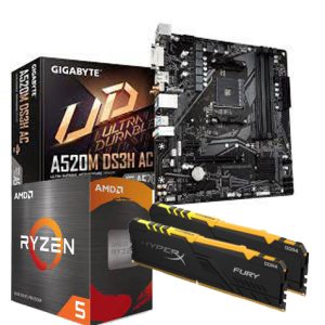 Amd Ryzen 5 4500 upgrade kit with Gigabyte A520 Series Am4 Motherboard and 16gb Kingston Hyper X ram